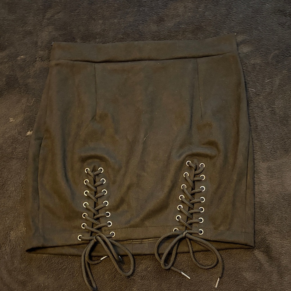 Black Lace-Up Mini Skirt